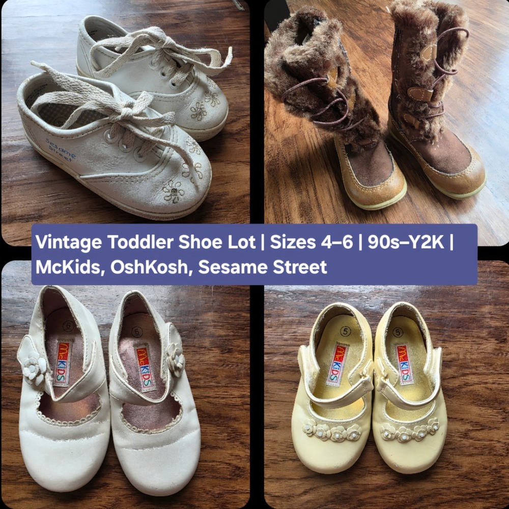 Vintage‎ Toddler Shoe Lot (Size 4–6) | McKids, OshKosh, Sesame Street – 4 Pairs